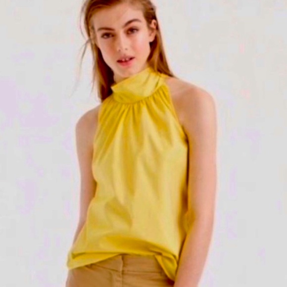 J. Crew Tops - J Crew halter tie blouse, yellow cotton, new
with tags 12 petite